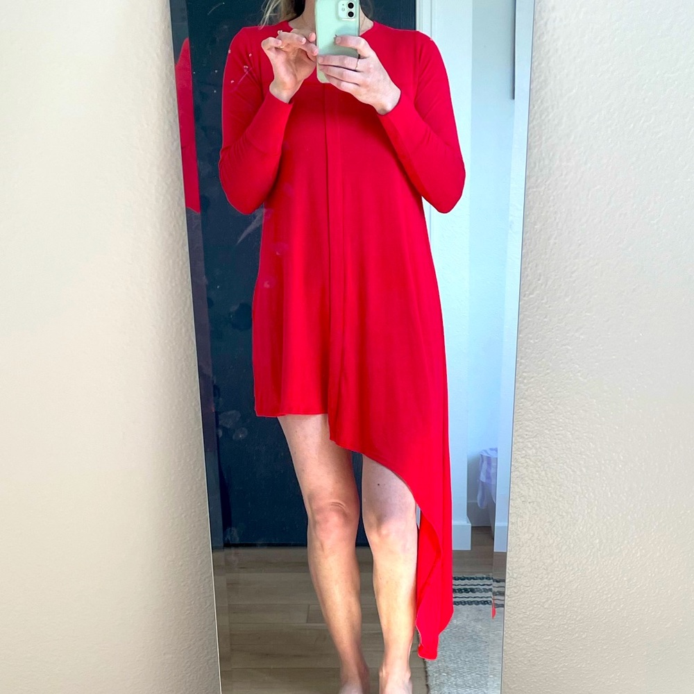 LNA diagonal cut/hem dress M
